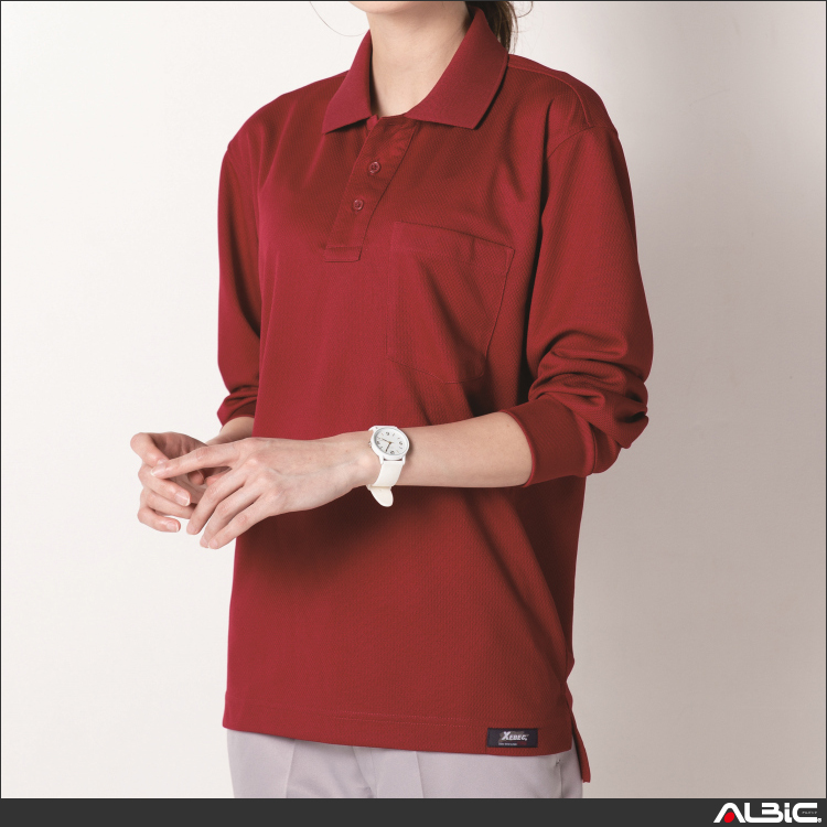 ハニカムメッシュ長袖ポロシャツ【6121-XEB】 商品写真