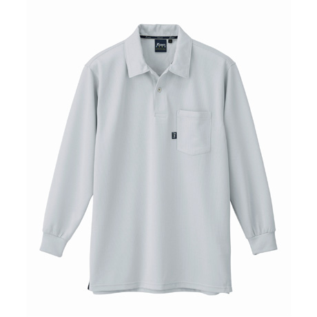 ストレッチ長袖ポロシャツ【6145-XEB】 22.シルバーグレー