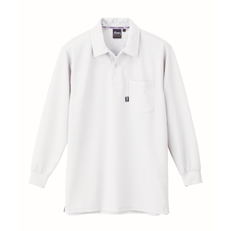 ストレッチ長袖ポロシャツ【6145-XEB】 32.シロ