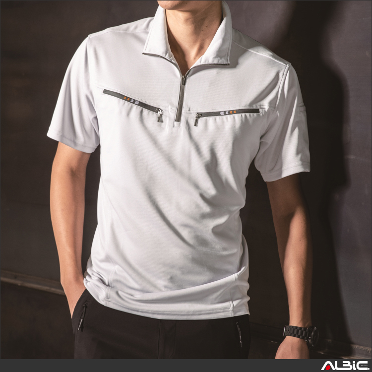 両胸ファスナー半袖ポロシャツ【6160-XEB】 商品写真