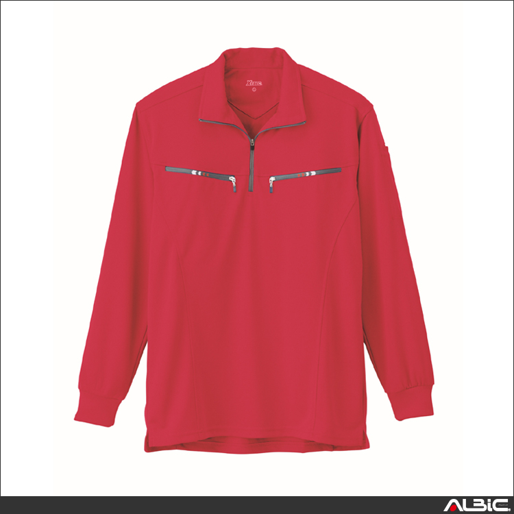 両胸ファスナー長袖ポロシャツ【6165-XEB】 商品写真