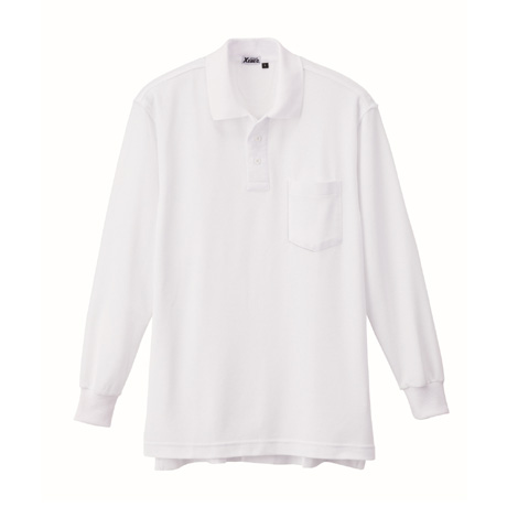 ストレッチ長袖ポロシャツ【6175-XEB】 32.シロ