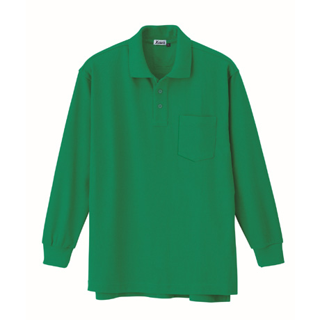 ストレッチ長袖ポロシャツ【6175-XEB】 66.エメラルドグリーン