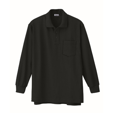 ストレッチ長袖ポロシャツ【6175-XEB】 90.クロ