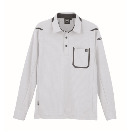 UVカットカラー長袖ポロシャツ【6195-XEB】 22.シルバーグレー