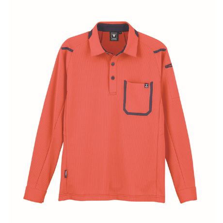 UVカットカラー長袖ポロシャツ【6195-XEB】 82.オレンジ