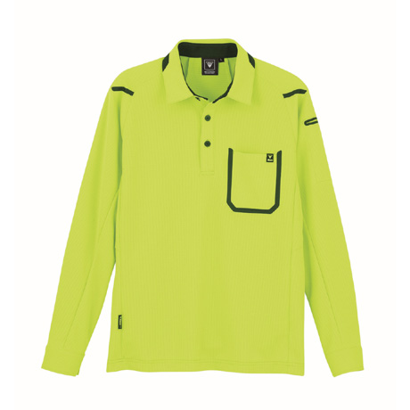 UVカットカラー長袖ポロシャツ【6195-XEB】 84.イエローグリーン
