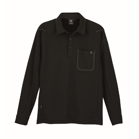 UVカットカラー長袖ポロシャツ【6195-XEB】 90.クロ