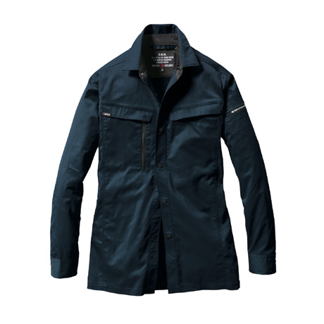 エコストレッチ長袖シャツ【6215-BAT】 3.ネイビー