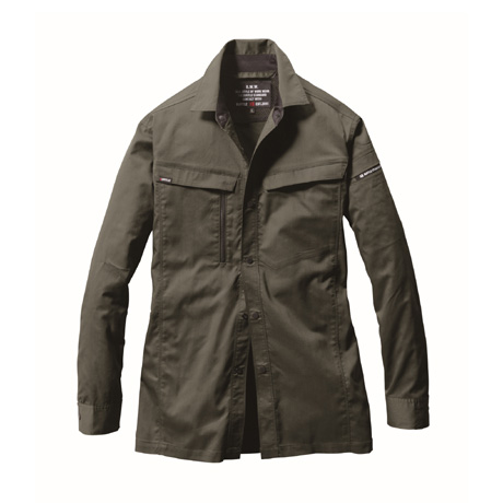 エコストレッチ長袖シャツ【6215-BAT】 14.ミルスグリーン