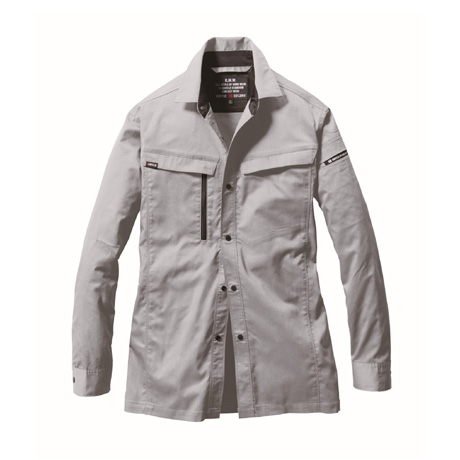 エコストレッチ長袖シャツ【6215-BAT】 60.アッシュグレー