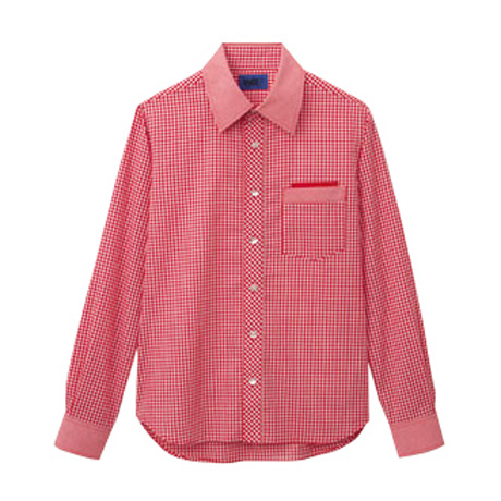 長袖チェックシャツ【6341-SER】 63413.レッド
