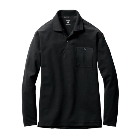 消臭長袖ポロシャツ【665-BAT】 35.ブラック