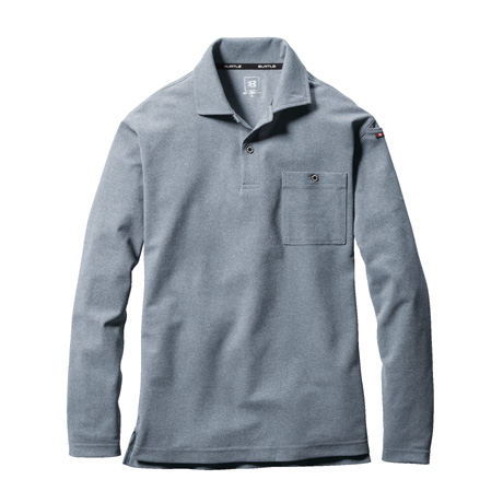 消臭長袖ポロシャツ【665-BAT】 52.バーク(杢)