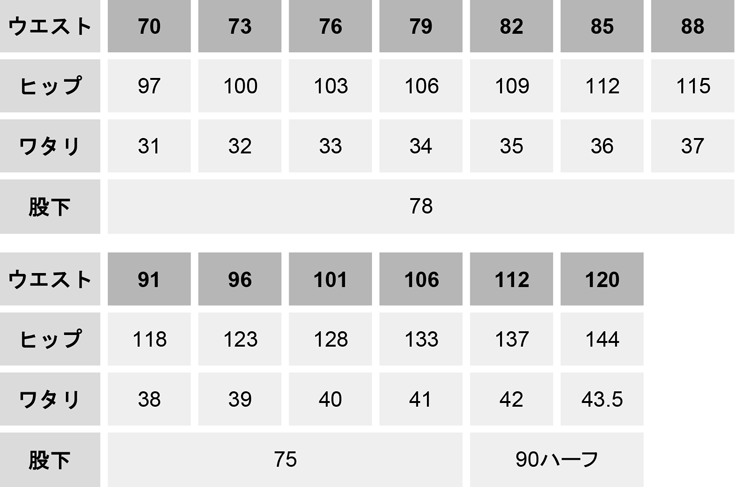 帯電防止ストレッチツータックパンツ【6710-JIC】 サイズ表