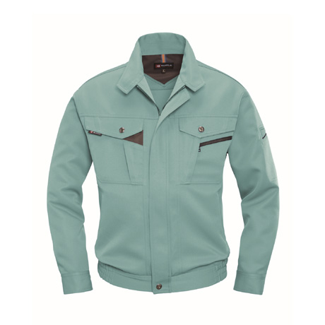 防汚加工長袖ブルゾン【7061-BAT】 1.アースグリーン