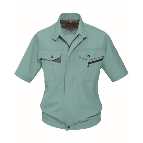 防汚加工半袖ブルゾン【7062-BAT】 1.アースグリーン