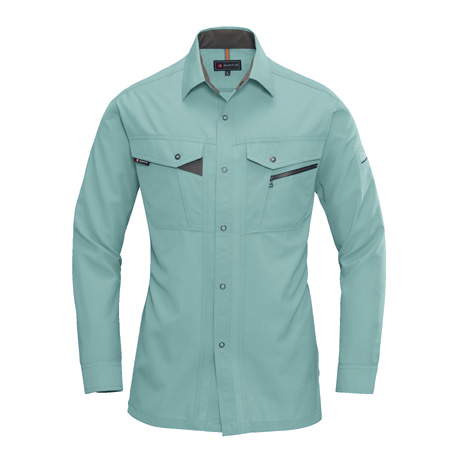 形態安定長袖シャツ【7063-BAT】 1.アースグリーン