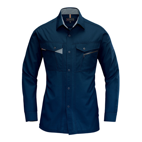 形態安定長袖シャツ【7063-BAT】 3.ネイビー