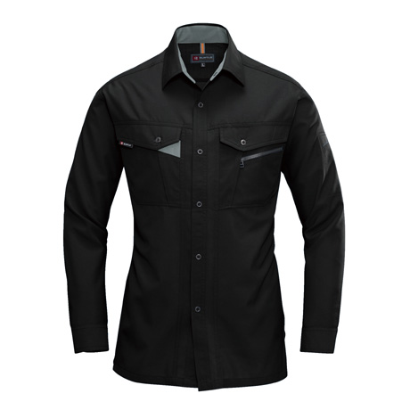 形態安定長袖シャツ【7063-BAT】 35.ブラック