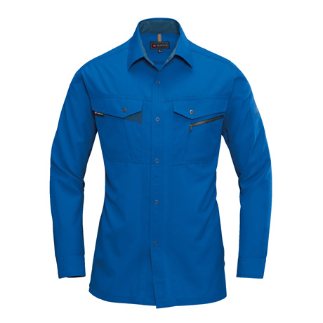 形態安定長袖シャツ【7063-BAT】 42.ロイヤルブルー