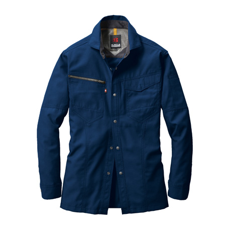 裏綿長袖シャツ【7093-BAT】 3.ネイビー