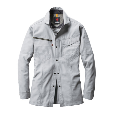 裏綿長袖シャツ【7093-BAT】 5.シルバー