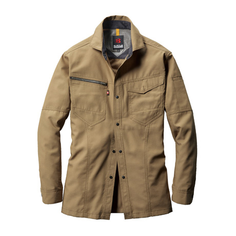 裏綿長袖シャツ【7093-BAT】 24.キャメル