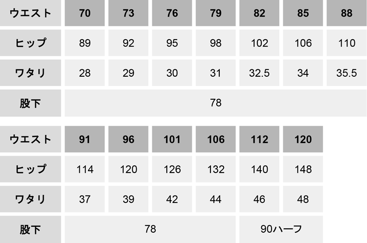 Z-DRAGONストレッチノータックカーゴパンツ【71902-JIC】 サイズ表
