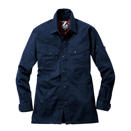 綿100%カジュアルワークシャツ【75204-JIC】 C011.ネービー