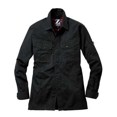 綿100%カジュアルワークシャツ【75204-JIC】 C131.シックブラック
