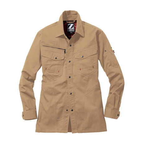 綿100%カジュアルワークシャツ【75204-JIC】 C134.キャメル