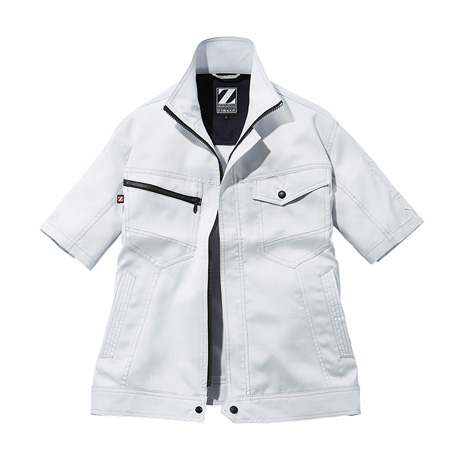 帯電防止シンプルワーク半袖ジャンパー【75310-JIC】 C036.シルバー