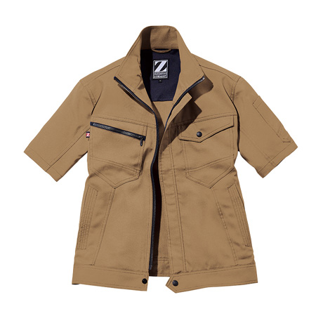 帯電防止シンプルワーク半袖ジャンパー【75310-JIC】 C134.キャメル