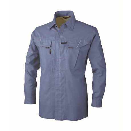 バンザイカット長袖シャツ【7563-XEB】 40.ブルー