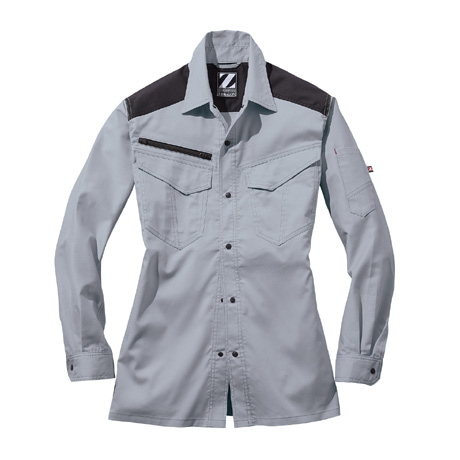 Z-DRAGON製品制電ストレッチ長袖シャツ【76204-JIC】 C002.グレー