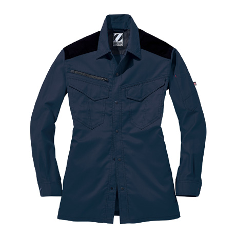 Z-DRAGON製品制電ストレッチ長袖シャツ【76204-JIC】 C011.ネービー