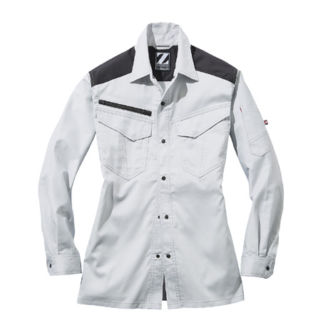 Z-DRAGON製品制電ストレッチ長袖シャツ【76204-JIC】 C036.シルバー