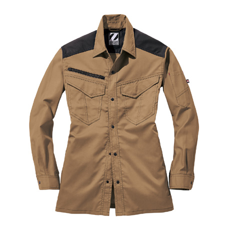 Z-DRAGON製品制電ストレッチ長袖シャツ【76204-JIC】 C134.キャメル