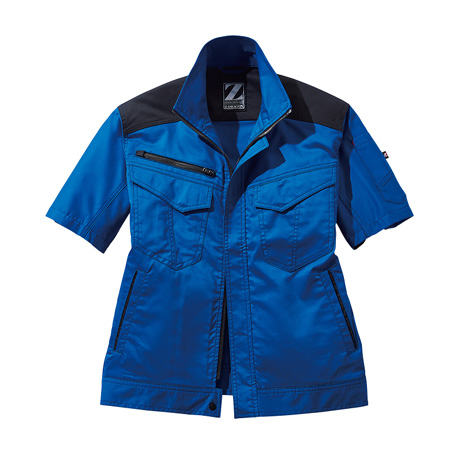 製品制電ストレッチ半袖ツートンジャンパー【76210-JIC】 C080.ロイヤルブルー