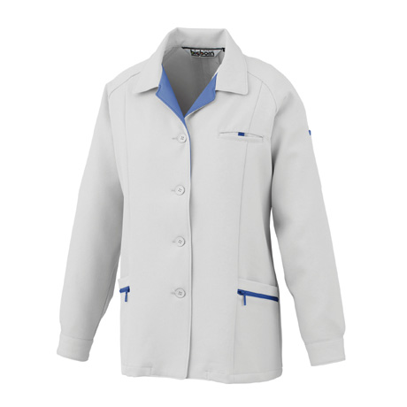 レディーススモック【779-BBO】 61.シルバーグレー×ロイヤルブルー