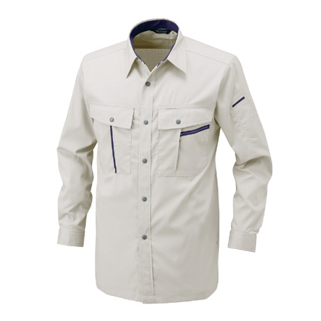 長袖シャツ【8001-ALT】 2.ライトベージュ