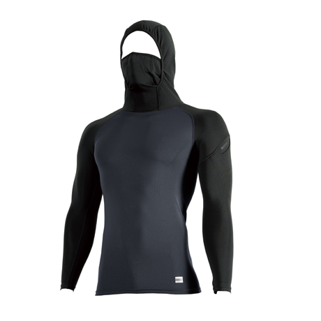 スペースシールドロングスリーブフーディ【80151-TSD】 92.ブラック×チャコールグレー