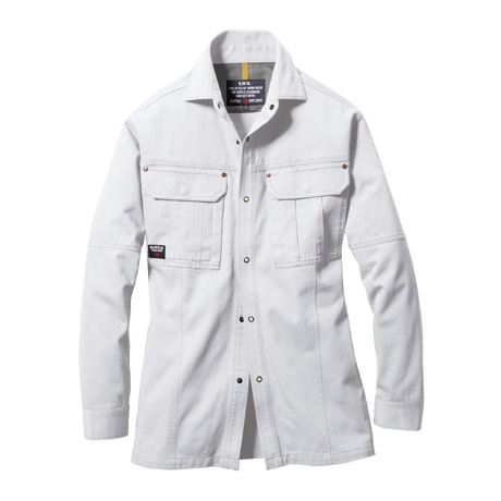 日本製綿100％長袖シャツ【8035-BAT】 5.シルバー