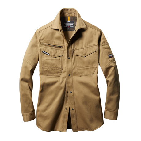 綿100%高密度肉厚素材長袖シャツ【8105-BAT】 23.カーキ