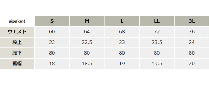 ACTIVE レディースカーゴパンツ【81141-TSD】 サイズ表