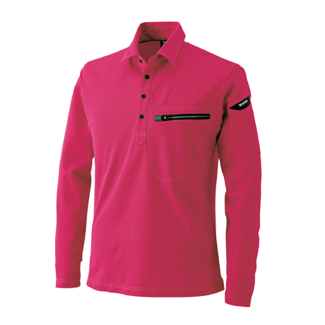 ESワークニットロングポロシャツ【81305-TSD】 75.ワイン