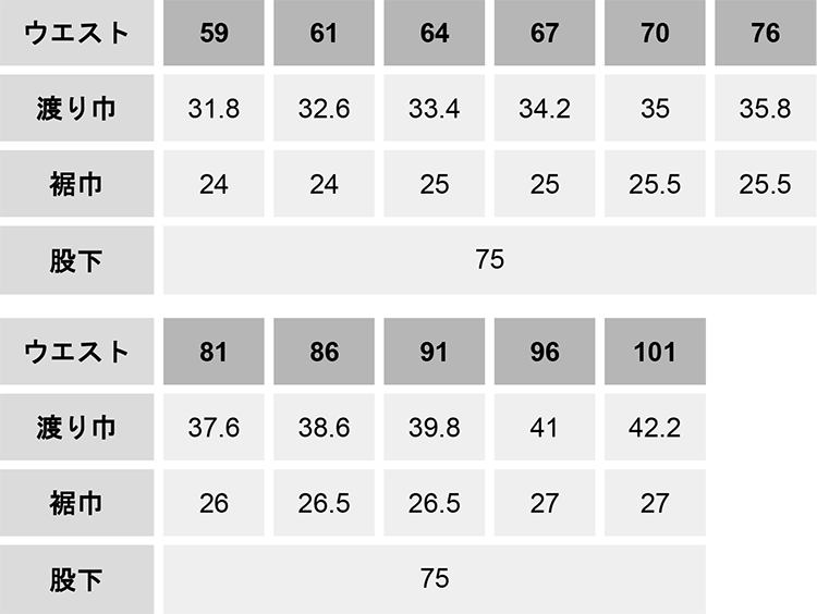 抗ウィルス加工レディースカーゴパンツ【83416-JIC】 サイズ表