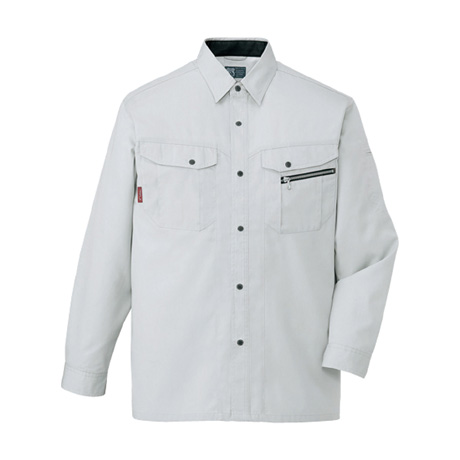 エコ5バリュー機能長袖シャツ【84104-JIC】 C036.シルバー
