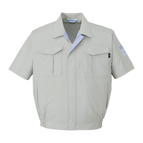 エコ低発塵製品制電半袖ブルゾン【84310-JIC】 C036.シルバー